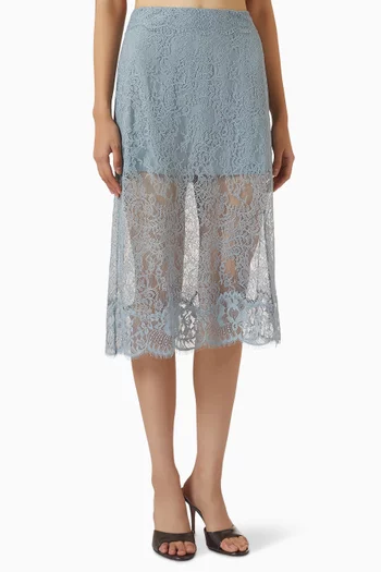 Midi Skirt in Floral Lace