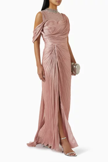 Embellished Pleated Dress