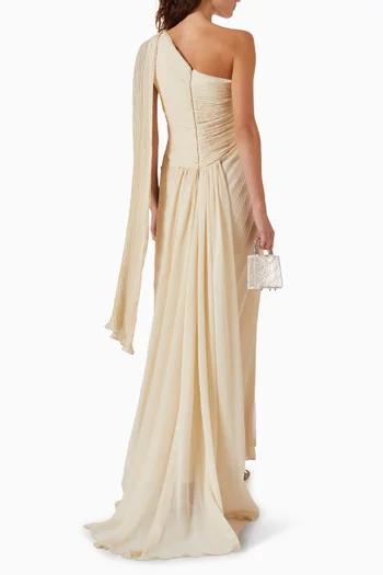 Pleated One-shoulder Dress