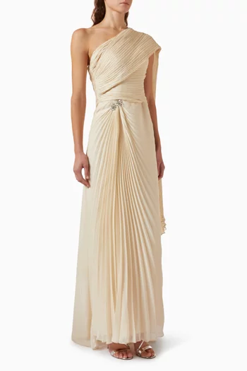 Pleated One-shoulder Dress