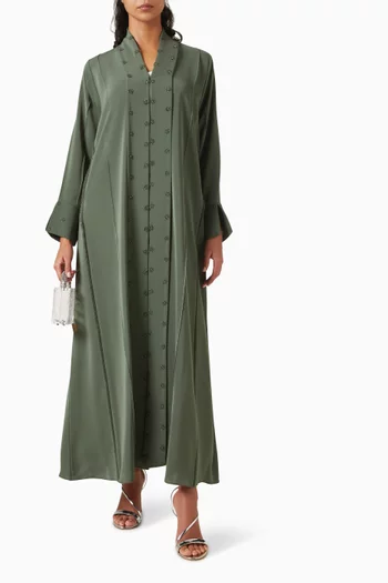 Floral Embroidered Abaya in Nada