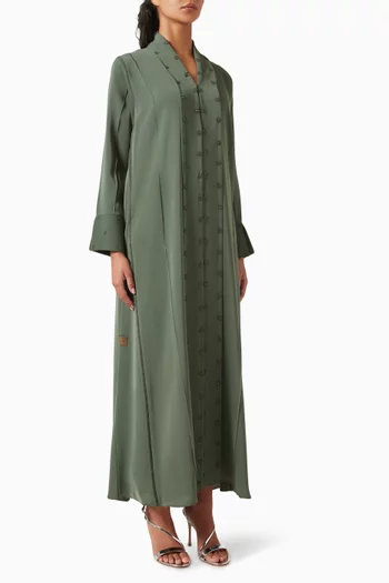 Floral Embroidered Abaya in Nada