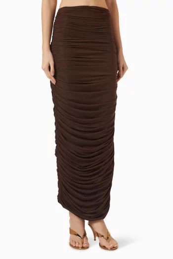 Ruched Maxi Skirt in Sheer Lycra