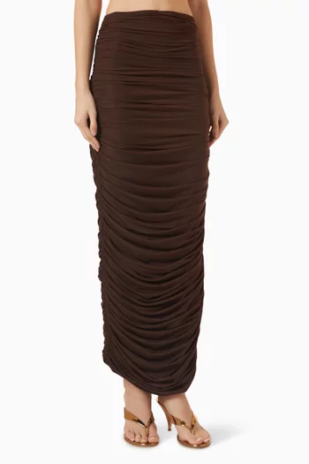 Ruched Maxi Skirt in Sheer Lycra