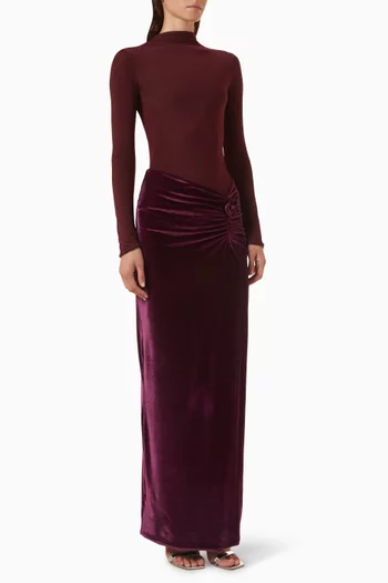 Borelli Floral-appliqué Dress in Velvet