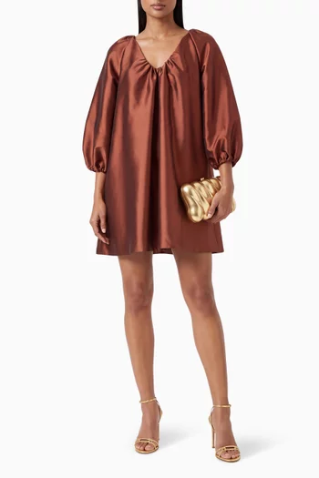 George Puff-sleeve Dress in Taffeta