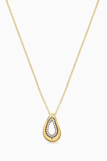 Molten Teardrop Pavé Necklace in Brass