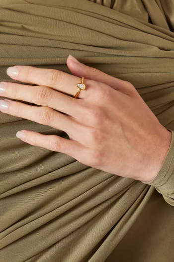 Molten Crystal Teardrop Ring in Brass