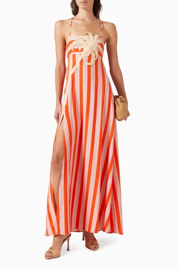 Liffey Striped Dress in Linen-blend
