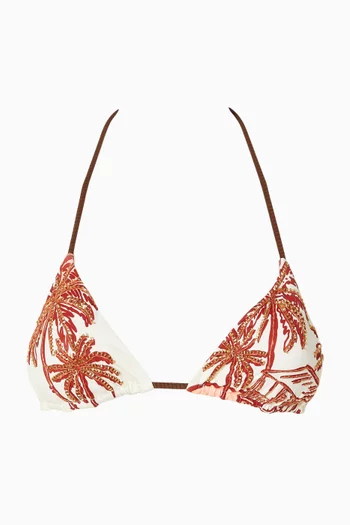 Balmy Beaded Sliding Triangle Bikini Top