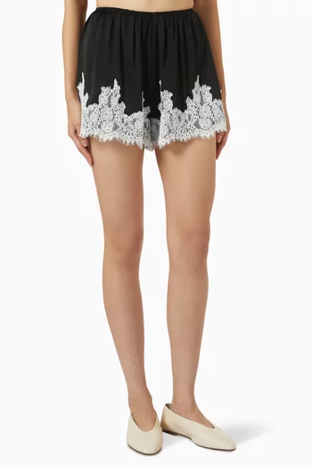 Ameline Lace-trim Shorts in Satin
