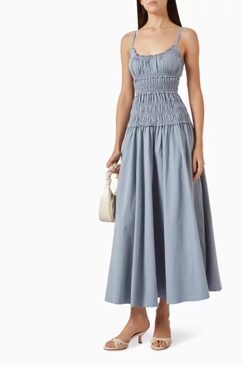 Toby Shirred Dress in Cotton