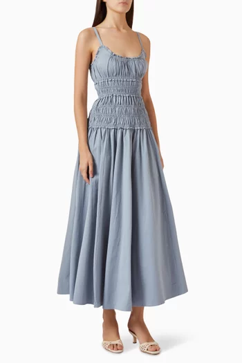 Toby Shirred Dress in Cotton