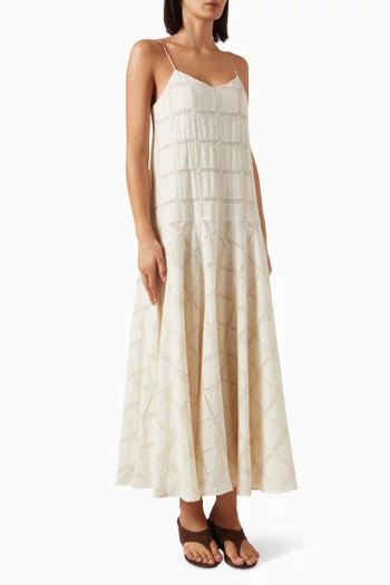 Annika Drop-waist Midi Dress in Cotton