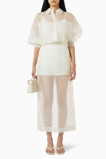 Sian Column Midi Skirt in Silk Organza