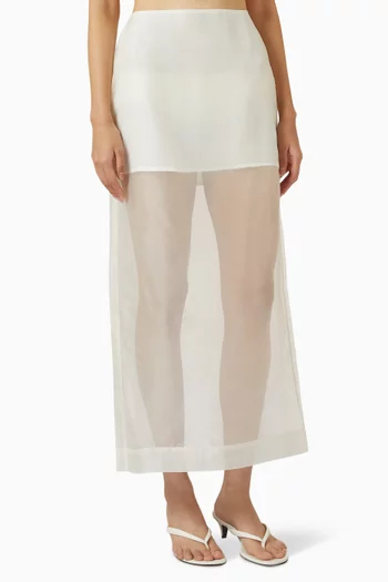 Sian Column Midi Skirt in Silk Organza