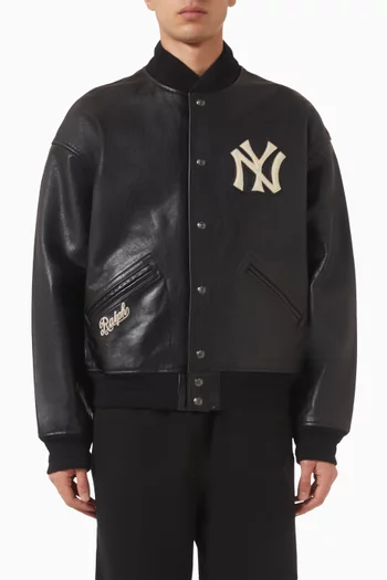 x MLB Bomber Jacket in Calf Leather