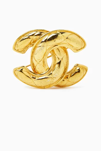 CC Quilted Brooch in Gold-plated Metal