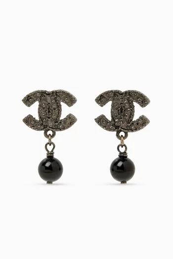 CC Faux-pearl Drop Earrings in Brass
