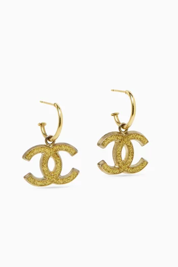 CC Enamel Earrings in Gold-plated Metal