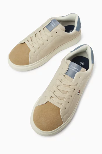 Lace-up Sneakers in Faux Leather