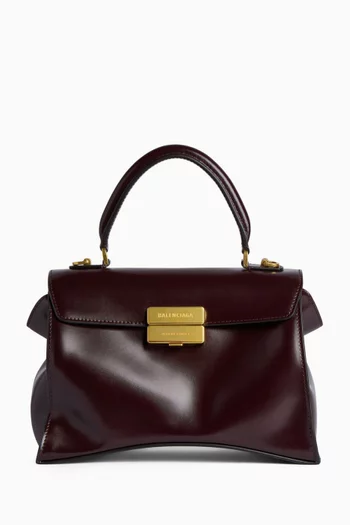 Small Hourglass Avenue Top-handle Bag in Leather