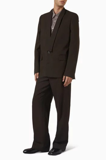 Minimal Collar Blazer in Wool