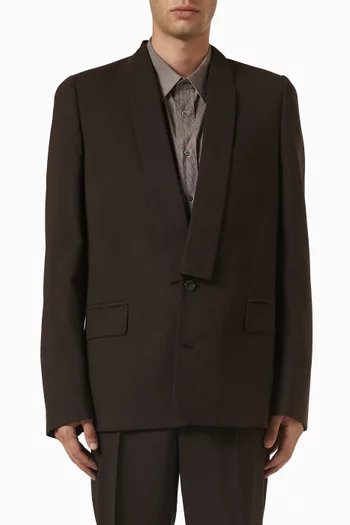 Minimal Collar Blazer in Wool