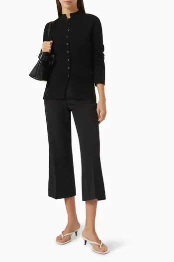 Cropped Flared Pants in Wool-blend