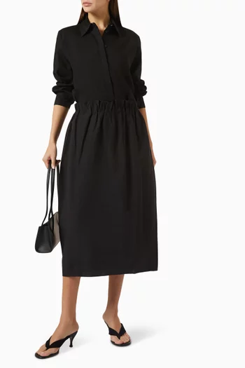 Balloon Midi Skirt in Cotton-linen