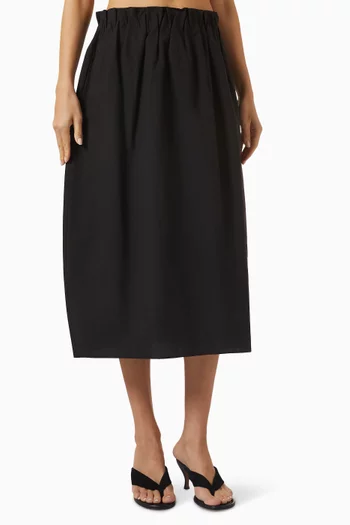 Balloon Midi Skirt in Cotton-linen