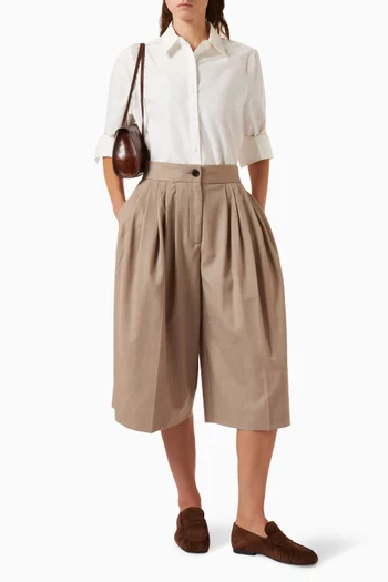 Pleated Culottes in Wool-blend