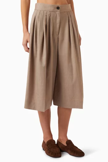 Pleated Culottes in Wool-blend