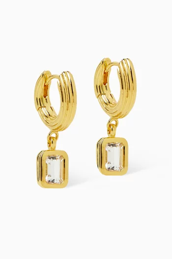 Rayon Emerald-cut Topaz Hoop Earrings in Gold Vermeil
