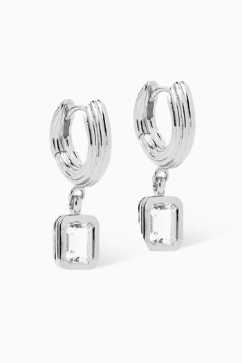 Rayon Emerald-cut Topaz Hoop Earrings in Sterling Silver