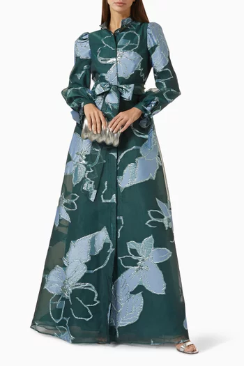 Floral-jacquard Shirtdress