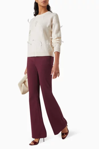 Avrae Feather-trim Sweater in Wool Blend
