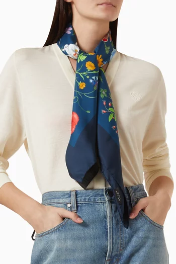 Flora Printed Carré in Silk Twill