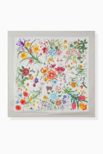 Flora Printed Carré in Silk Twill