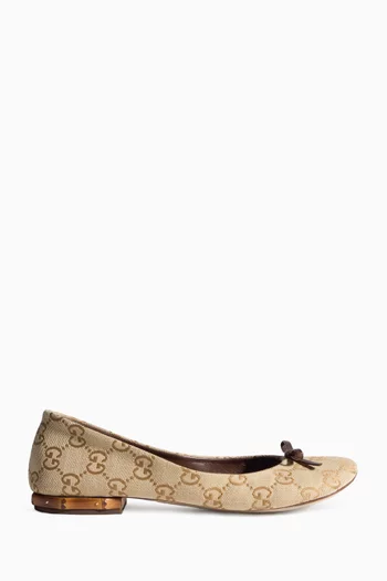 Bamboo Balerina Pumps in GG Canvas