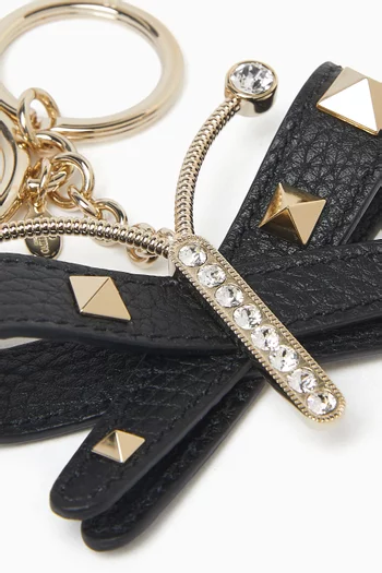 Rockstud Butterfly Bag Charm & Key Ring in Calfskin