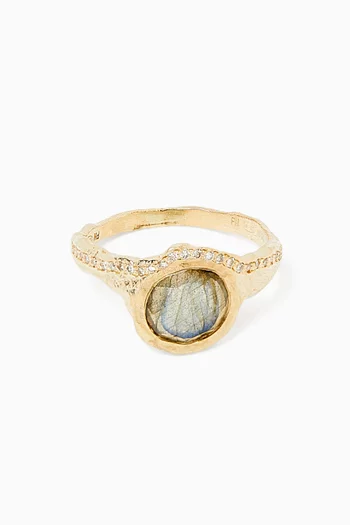 Marla Labradorite & Diamond Ring in 9kt Gold