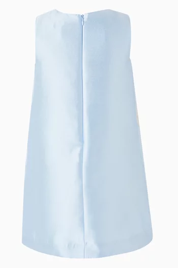 Origami Ribbon Shift Dress in Satin Twill
