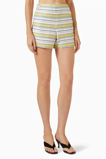 Lime High Waist Shorts in Linen