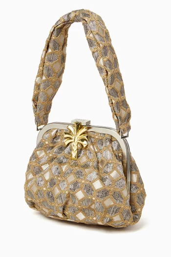 SHIELD PALMBELLA SMALL TOP HANDLE BAG IN POLYESTER FABRIC WITH METALLIC ACCENTS AND FABRIC HANDLE:Multi Colour:One Size|220222140