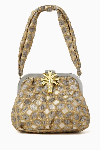 SHIELD PALMBELLA SMALL TOP HANDLE BAG IN POLYESTER FABRIC WITH METALLIC ACCENTS AND FABRIC HANDLE:Multi Colour:One Size|220222140