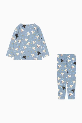 Sheep-print Blouse & Leggings Set