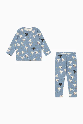 Sheep-print Blouse & Leggings Set