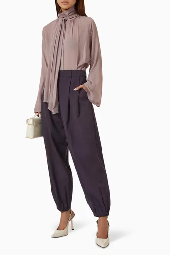 Pleated Balloon Pants in Merino Wool
