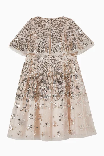 Snowdrop Sequin-embellished Cape Dress
